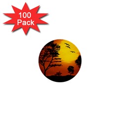 Digital Art Landscape Trees Artwork 1  Mini Buttons (100 Pack)  by Wegoenart