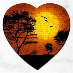 Digital Art Landscape Trees Artwork Jigsaw Puzzle (heart) by Wegoenart