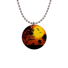 Digital Art Landscape Trees Artwork 1  Button Necklace