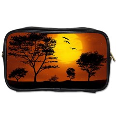 Digital Art Landscape Trees Artwork Toiletries Bag (two Sides) by Wegoenart