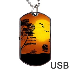 Digital Art Landscape Trees Artwork Dog Tag Usb Flash (two Sides) by Wegoenart