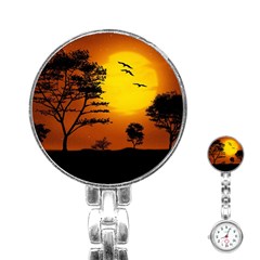 Digital Art Landscape Trees Artwork Stainless Steel Nurses Watch by Wegoenart