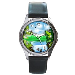 Digital Art Artwork Drawing Round Metal Watch by Wegoenart