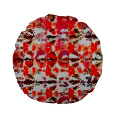 Paint Splatters On A White Background                      Standard 15  Premium Flano Round Cushion by LalyLauraFLM