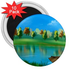 Digital Art Artwork Landscape Boat 3  Magnets (10 pack) 