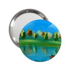 Digital Art Artwork Landscape Boat 2.25  Handbag Mirrors