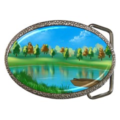 Digital Art Artwork Landscape Boat Belt Buckles