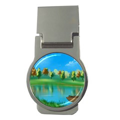 Digital Art Artwork Landscape Boat Money Clips (Round) 