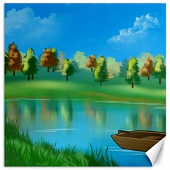 Digital Art Artwork Landscape Boat Canvas 12  x 12 