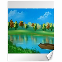 Digital Art Artwork Landscape Boat Canvas 18  x 24 