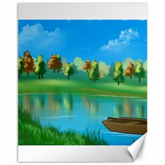 Digital Art Artwork Landscape Boat Canvas 11  x 14 