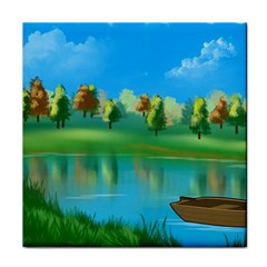 Digital Art Artwork Landscape Boat Face Towel