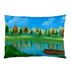 Digital Art Artwork Landscape Boat Pillow Case