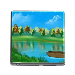 Digital Art Artwork Landscape Boat Memory Card Reader (Square 5 Slot)