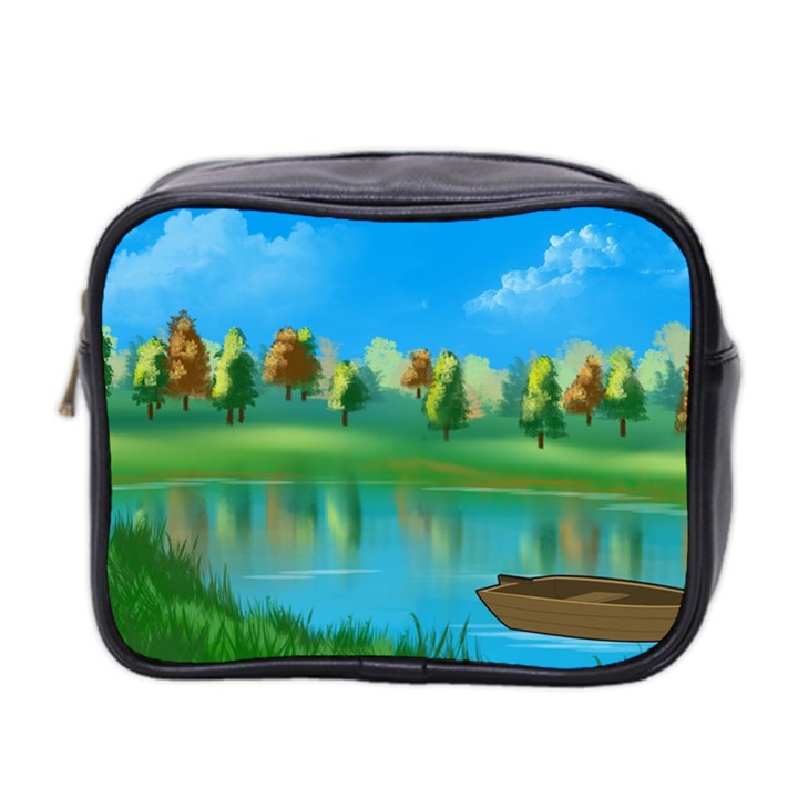 Digital Art Artwork Landscape Boat Mini Toiletries Bag (Two Sides)