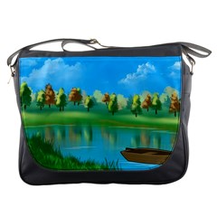 Digital Art Artwork Landscape Boat Messenger Bag