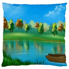 Digital Art Artwork Landscape Boat Large Cushion Case (One Side)