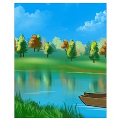 Digital Art Artwork Landscape Boat Drawstring Bag (Small)