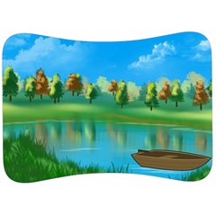 Digital Art Artwork Landscape Boat Velour Seat Head Rest Cushion by Wegoenart