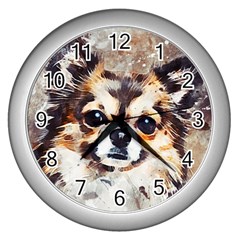 Chihuahua Dog Cute Pets Small Wall Clock (silver) by Wegoenart