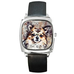 Chihuahua Dog Cute Pets Small Square Metal Watch by Wegoenart