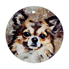 Chihuahua Dog Cute Pets Small Round Ornament (two Sides) by Wegoenart