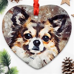 Chihuahua Dog Cute Pets Small Heart Ornament (two Sides) by Wegoenart