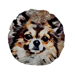 Chihuahua Dog Cute Pets Small Standard 15  Premium Round Cushions by Wegoenart