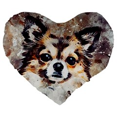 Chihuahua Dog Cute Pets Small Large 19  Premium Heart Shape Cushions by Wegoenart