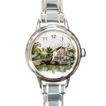 Amsterdam Holland Canal River Round Italian Charm Watch Front