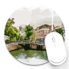 Amsterdam Holland Canal River Round Mousepads by Wegoenart