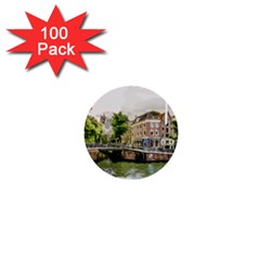 Amsterdam Holland Canal River 1  Mini Buttons (100 Pack)  by Wegoenart