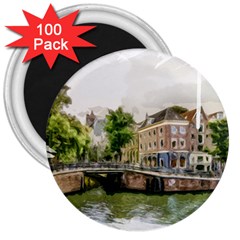 Amsterdam Holland Canal River 3  Magnets (100 Pack) by Wegoenart