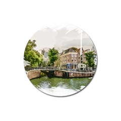 Amsterdam Holland Canal River Magnet 3  (round) by Wegoenart