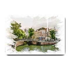 Amsterdam Holland Canal River Small Doormat  by Wegoenart