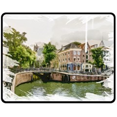 Amsterdam Holland Canal River Fleece Blanket (medium)  by Wegoenart