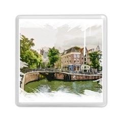 Amsterdam Holland Canal River Memory Card Reader (square) by Wegoenart