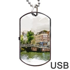 Amsterdam Holland Canal River Dog Tag Usb Flash (two Sides) by Wegoenart