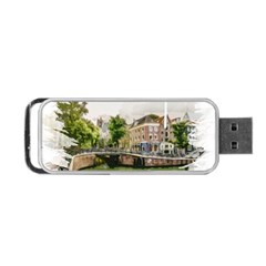 Amsterdam Holland Canal River Portable Usb Flash (one Side) by Wegoenart