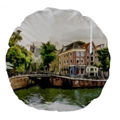 Amsterdam Holland Canal River Large 18  Premium Round Cushions by Wegoenart