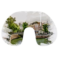 Amsterdam Holland Canal River Travel Neck Pillow by Wegoenart