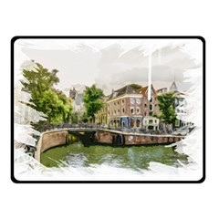 Amsterdam Holland Canal River Double Sided Fleece Blanket (small)  by Wegoenart