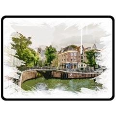 Amsterdam Holland Canal River Double Sided Fleece Blanket (large)  by Wegoenart