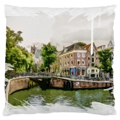 Amsterdam Holland Canal River Large Flano Cushion Case (one Side) by Wegoenart