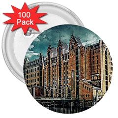 Architecture City Building Travel 3  Buttons (100 Pack)  by Wegoenart