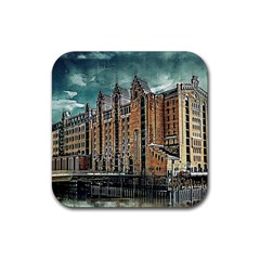 Architecture City Building Travel Rubber Coaster (square)  by Wegoenart