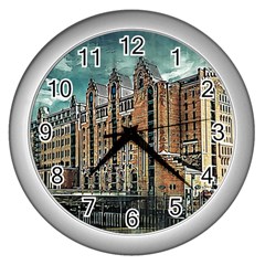 Architecture City Building Travel Wall Clock (silver) by Wegoenart