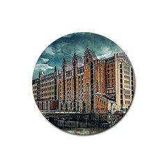 Architecture City Building Travel Rubber Coaster (round)  by Wegoenart