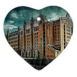 Architecture City Building Travel Heart Ornament (Two Sides) Front