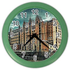 Architecture City Building Travel Color Wall Clock by Wegoenart